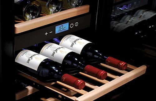 CASO WineMaster 24 Design Weinkühlschrank für bis zu 24 Flaschen (bis zu 310 mm Höhe), zwei Temperaturzonen 5-22°C, Energieklasse A -