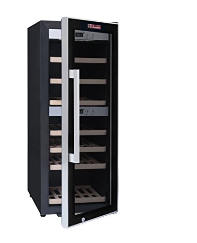 La Sommelière ECS40.2Z Weinkühlschrank / 102,0 cm Höhe / Zweizonen Weintemperierschrank mit Kompressor / Digital-Anzeige der Temperatur / edelstahl und schwarz -