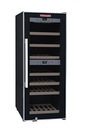 La Sommelière ECS40.2Z Weinkühlschrank / 102,0 cm Höhe / Zweizonen Weintemperierschrank mit Kompressor / Digital-Anzeige der Temperatur / edelstahl und schwarz - 