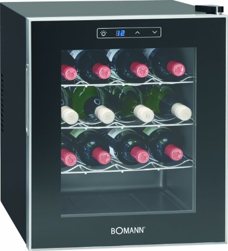 Bomann KSW 344 Weinkühlschrank Freistehend / A / 131 kWh/Jahr / 52.0 cm / 16 Flaschen / elektronische Temperatursteuerung und -einstellung / schwarz -